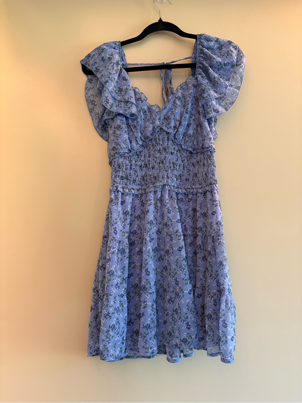 Trixxi Lavender Blue Floral Ruffle Mini Dress